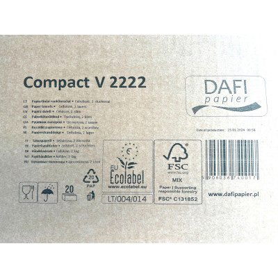 DAFIPAPIER Ręcznik papierowy składany ZZ Compact CELULOZA 3000list